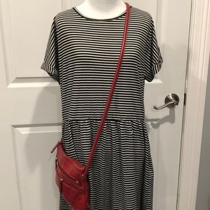 Red leather Tignanello crossbody handbag